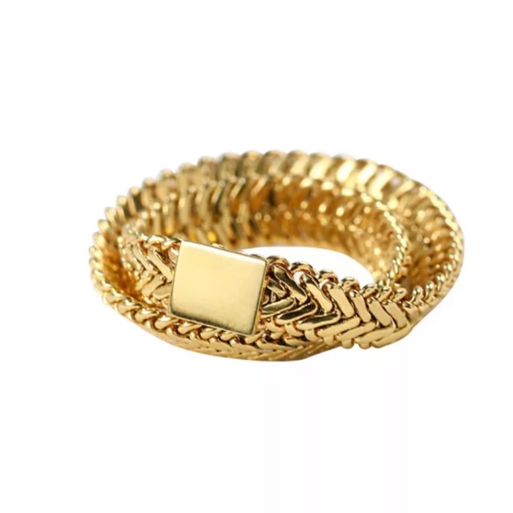 NEW GOLD STACKED SNAKE BONE CHAIN ADJUSTABLE RING, CUTE RING, SHINY RING. - Picture 5 of 5